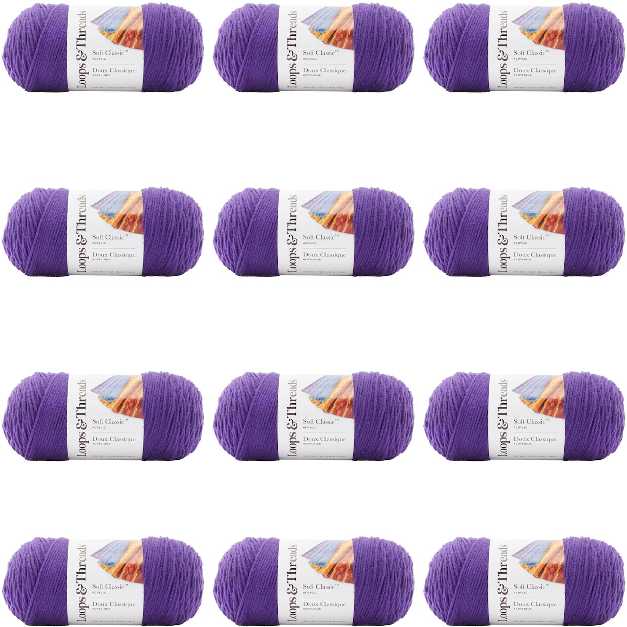 12 Pack: Soft Classic™ Solid Yarn by Loops & Threads®